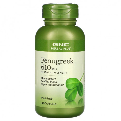 GNC, Herbal Plus, пажитник, 610 мг, 100 капсул