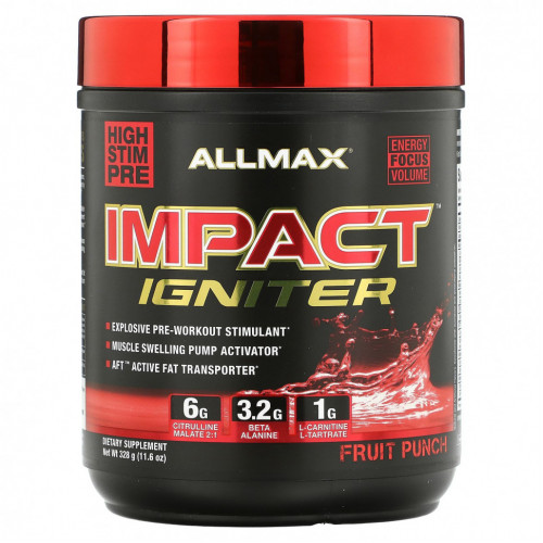 ALLMAX Nutrition, Impact Igniter Pre-Workout, Fruit Punch, 11.6 oz (328 g)