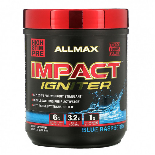 ALLMAX Nutrition, Impact Igniter Pre-Workout, Blue Raspberry, 11.6 oz (328 g)