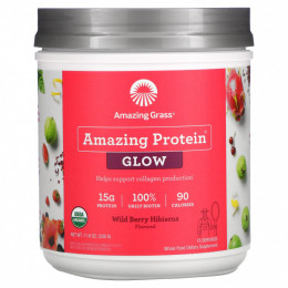 Amazing Grass, Organic Amazing Protein, Glow, гибискус с лесными ягодами, 11,6 унции (330 г)