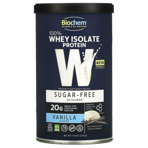 Biochem, 100% Whey Protein, Sugar Free, Vanilla, 11.8 oz (336 g)