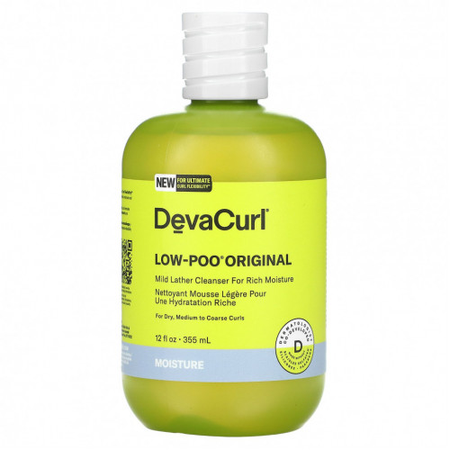 DevaCurl, Original, с низким содержанием пули, очищающее средство с мягкой пеной для насыщенного увлажнения, для сухих, средних и жестких локонов, 355 мл (12 жидк. Унций)