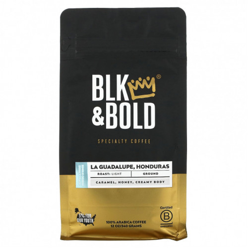 BLK & Bold, Specialty Coffee, молотый, светлый, гваделупская, Гондурас, 340 г (12 унций)