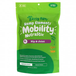 Zesty Paws, Hemp Elements, Mobility Nutrastix For Dogs, For All Ages, Peppermint Flavor, 12 oz (340 g)