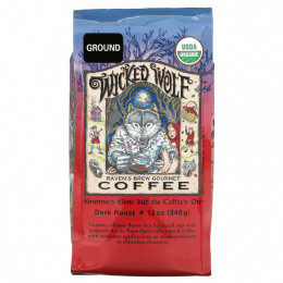 Raven's Brew Coffee, Wicked Wolf Coffee, органический, молотый, темной обжарки, 340 г (12 унций)