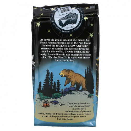 Raven's Brew Coffee, Кофе Bruin Blend, молотый, полная городская обжарка, 340 г (12 унций)