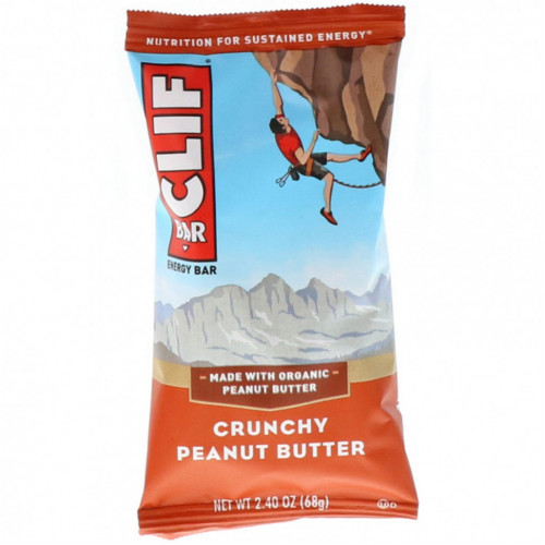 Clif Bar, Энергетический батончик с хрустящим арахисом, 12 батончиков, весом 68 г (2,40 унции) каждый