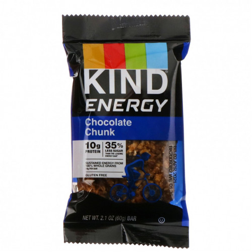 KIND Bars, Energy, кусочки шоколада, 12 батончиков по 2,1 унции (60 г) каждый