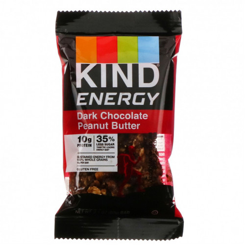 KIND Bars, Energy, арахисовая паста из темного шоколада, 12 батончиков, 60 г (2,1 унции)