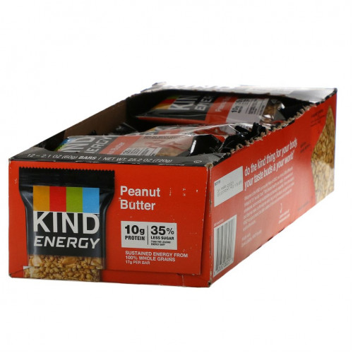 KIND Bars, Energy, Арахисовое масло, 12 батончиков по 2,1 унции (60 г) каждый