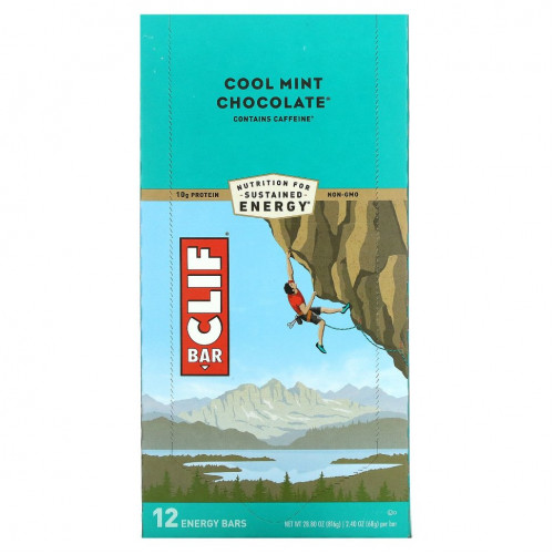 Clif Bar, Energy Bar, прохладный мятный шоколад, 12 батончиков, 68 г (2,40 унции) каждый