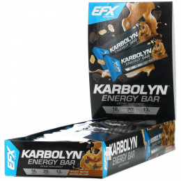 EFX Sports, Karbolyn Energy, батончик с арахисовым маслом и шоколадной крошкой, 12 батончиков, по 2,12 (60 г)