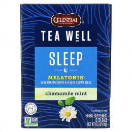 Celestial Seasonings, Sleep, мелатонин, ромашка и мята, без кофеина, 12 чайных пакетиков, 1,2 г (0,04 унции)