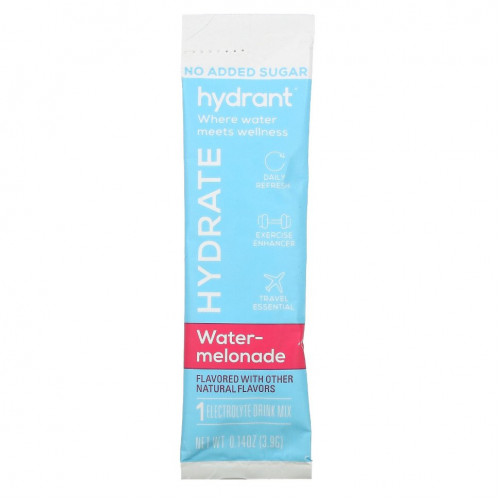 Hydrant, Смесь для напитков с электролитами, арбуз, 12 пакетиков по 3,9 г (0,14 унции)
