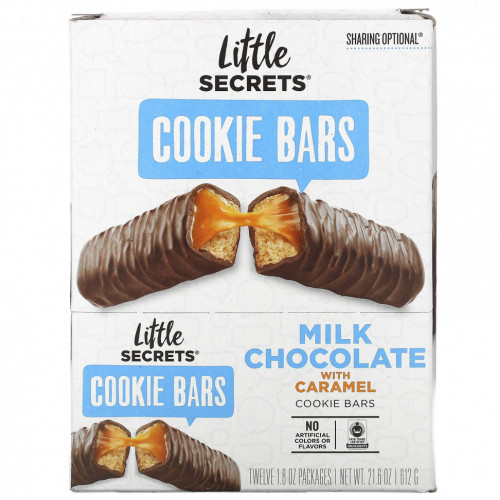 Little Secrets, Cookie Bars, молочный шоколад с карамелью, 12 пакетиков по 50 г (1,8 унции)