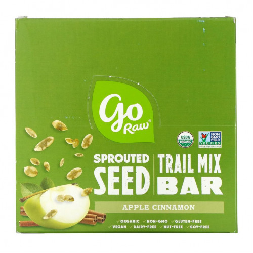 Go Raw, Батончик Sprouted Seed Trail, яблоко и корица, 12 батончиков, 34 г (1,2 унции)