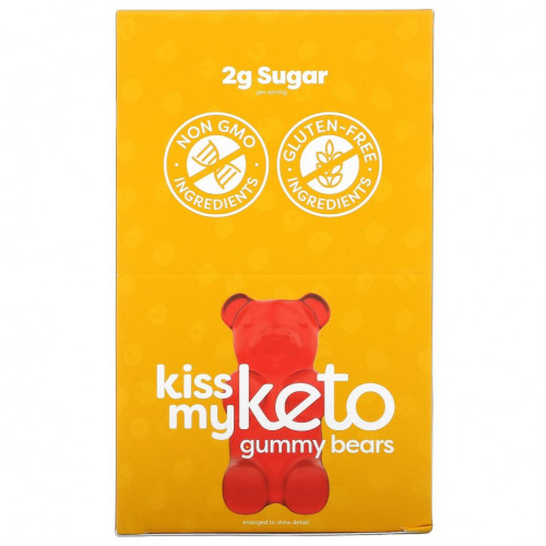 Kiss My Keto, Keto Gummy Bears, жевательные мармеладки в форме мишек, подходит для кетодиеты, со вкусом фруктов, 12 пакетиков по 23 г (0,79 унции)