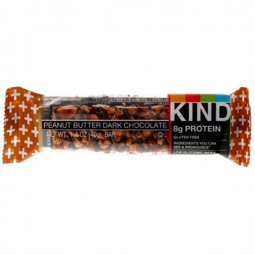 KIND Bars, Kind Plus, батончик из темного шоколада с арахисовой пастой, 12 батончиков по 40 г (1,4 унции)