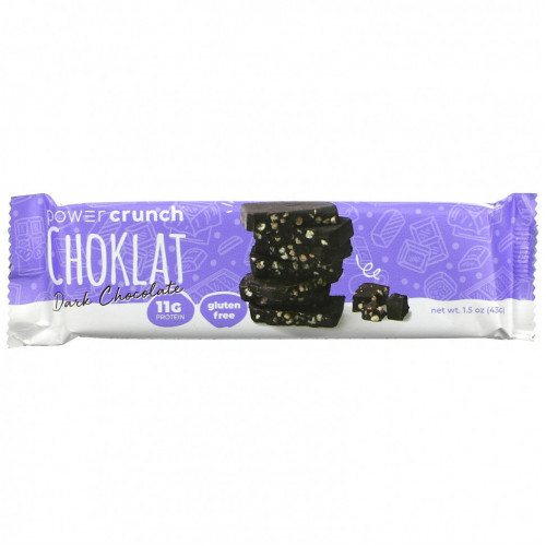 BNRG, Power Crunch Protein Crisp Bar, Choklat, Dark Chocolate, 12 Bars, 1.54 oz (43 g) Each