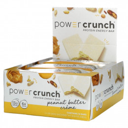 BNRG, Энергетический белковый батончик Power Crunch Original, крем с арахисовым маслом, 12 батончиков, вес каждого 40 г (1,4 унции)