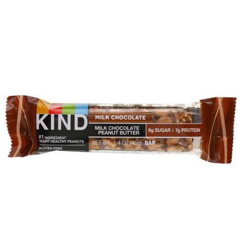 KIND Bars, Milk Chocolate, арахисовая паста, 12 батончиков по 40 г (1,4 унции)