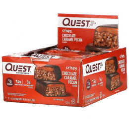 Quest Nutrition, Hero Protein Bar, хрустящий шоколад с карамелью и пеканом, 12 батончиков, 60 г (2,12 унции)