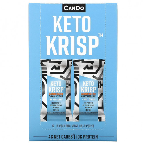 Keto Krisp, Protein Bar, шоколадная крошка с миндальным маслом, 12 батончиков, 51 г (1,8 унции)