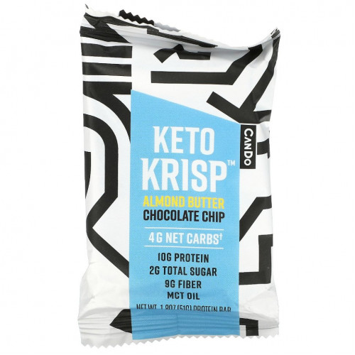 Keto Krisp, Protein Bar, шоколадная крошка с миндальным маслом, 12 батончиков, 51 г (1,8 унции)