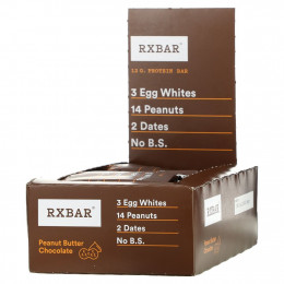 RXBAR, Protein Bar, шоколад с арахисовой пастой, 12 батончиков, 52 г (1,83 унции)