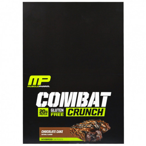 MusclePharm, Гибридные серии, Combat Crunch, Шоколадный торт, 12 баров, 2,22 унции (63 г) Каждый