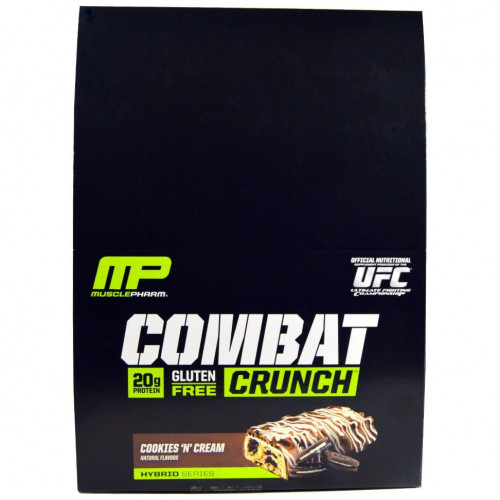 MusclePharm, Хрустящие батончики Combat с кремом, 12 батончиков по 2,22 унции (63 г)