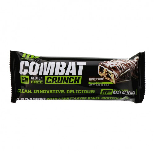 MusclePharm, Хрустящие батончики Combat с кремом, 12 батончиков по 2,22 унции (63 г)