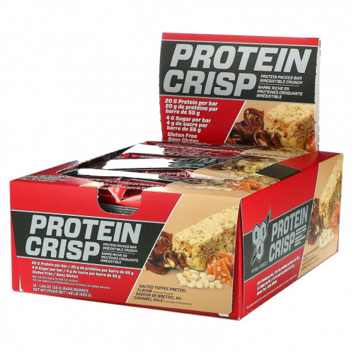 BSN, Protein Crisp, протеиновый батончик, крендельки с соленой карамелью, 12 батончиков, 57 г (2,01 унции)