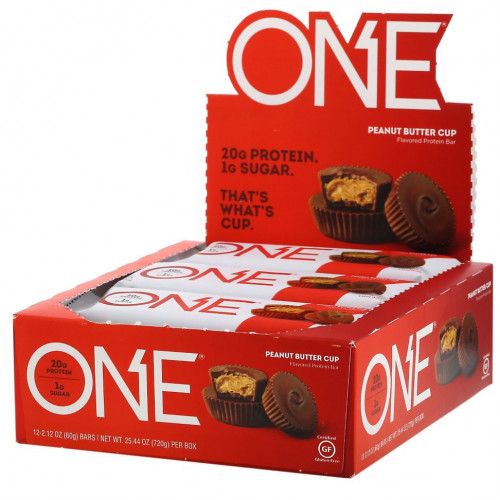 One Brands, ONE Bar, корзиночка с арахисовой пастой, 12 батончиков по 60 г (2,12 унции)