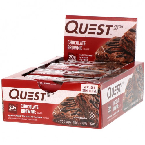 Quest Nutrition, Quest Protein Bar, Chocolate Brownie, 12 Bars, 2.12 oz (60 g) Each