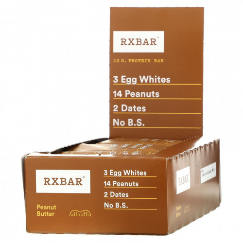 RXBAR, Protein Bar, арахисовая паста, 12 батончиков, 52 г (1,83 унции)