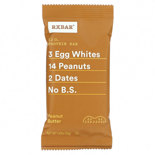 RXBAR, Protein Bar, арахисовая паста, 12 батончиков, 52 г (1,83 унции)