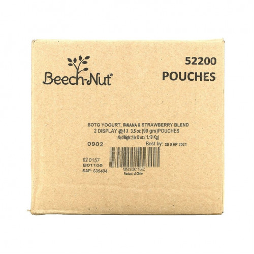 Beech-Nut, Breakfast, йогурт, этап 4, банан и клубника, 12 пакетиков по 99 г (3,5 унции)