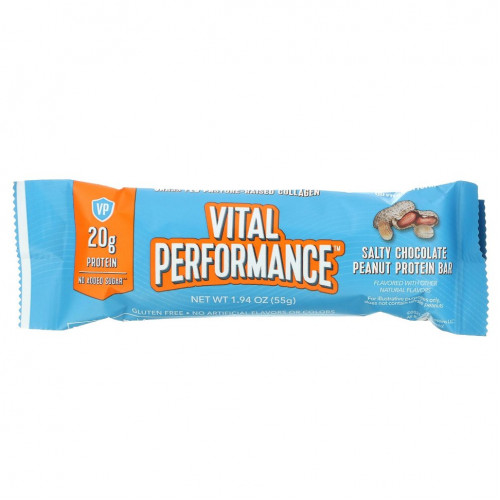 Vital Proteins, Vital Performance Protein Bar, Salty Chocolate Peanut Protein , 12 Bars, 1.94 oz (55 g) Each