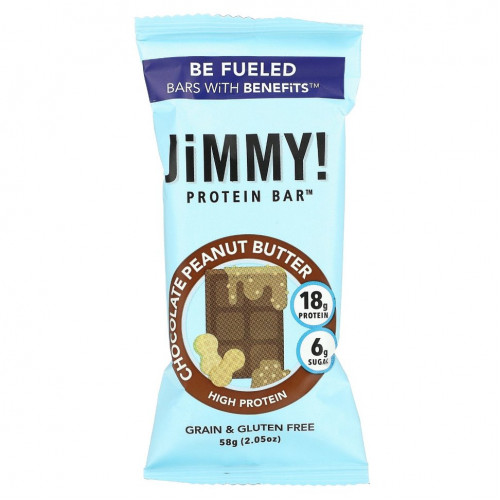 JiMMY!, Be Fueled Bars With Benefits, шоколадно-арахисовая паста, 12 протеиновых батончиков, 58 г (2,05)