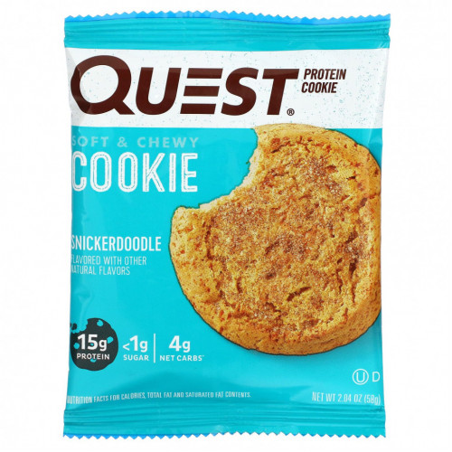 Quest Nutrition, протеиновое печенье, со вкусом печенья сникердудл, 12 шт по 58 г (2,04 унции)