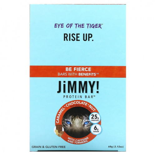 JiMMY!, Be Fierce Bars With Benefits, карамель, шоколад и орех, 12 протеиновых батончиков, 60 г (2,12 унции)