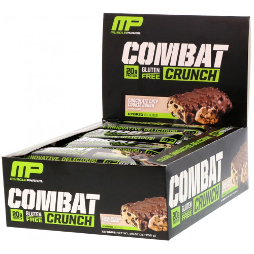 MusclePharm, Combat Crunch, со вкусом шоколадного печенья, 12 батончиков по 63 г