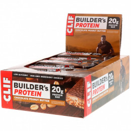 Clif Bar, Протеиновый батончик Builder's с шоколадом и арахисовым маслом, 12 батончиков, весом 68 г (2,4 унции) каждый