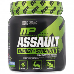 MusclePharm, Assault Energy + Strength, предтренировочный комплекс, голубая малина, 345 г (0,76 фунта)