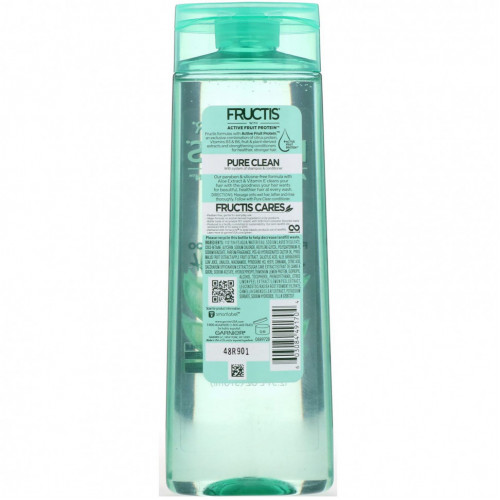 Garnier, Fructis, Pure Clean, укрепляющий шампунь с алоэ, 370 мл