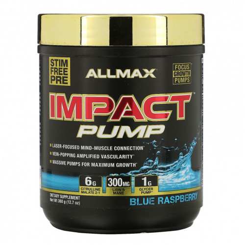 ALLMAX Nutrition, Impact Pump, Голубая малина, 12,7 унции (360 г)