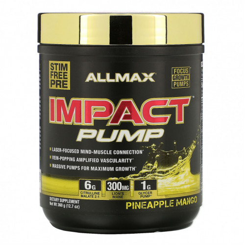 ALLMAX Nutrition, Impact Pump, ананас и манго, 360 г (12,7 унции)