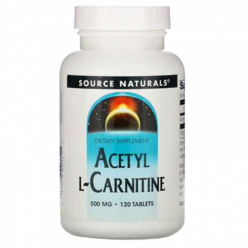 Source Naturals, Ацетил L-карнитин, 500 мг, 120 таблеток