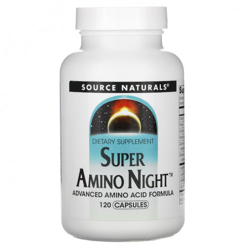 Source Naturals, Super Amino Night, формула с аминокислотами, ночная, 120 капсул